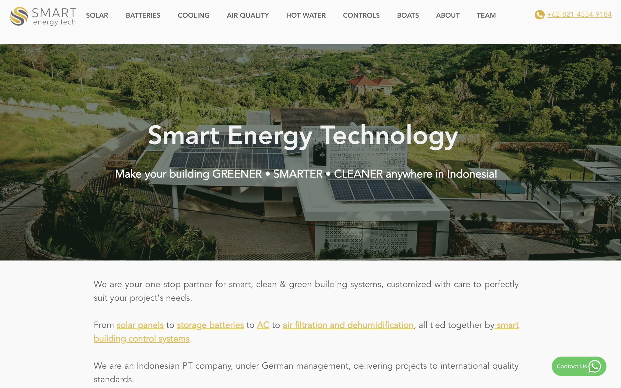 Smart Energy Tech homepage before the rebuild